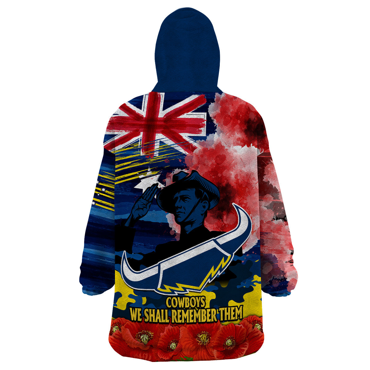 ANZAC Cowboys Rugby Wearable Blanket Hoodie We Shall Remember - Vibe Hoodie Shop