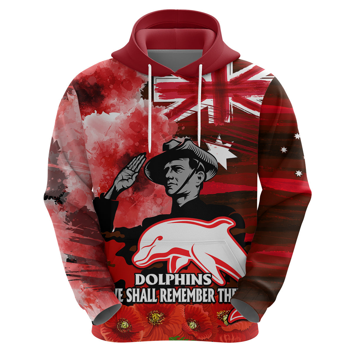 ANZAC Dolphins Rugby Hoodie We Shall Remember LT9 - Vibe Hoodie Shop