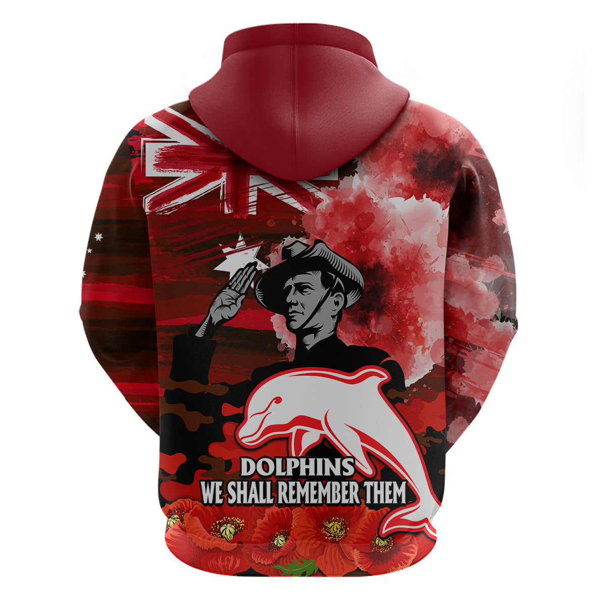 ANZAC Dolphins Rugby Hoodie We Shall Remember LT9 - Vibe Hoodie Shop