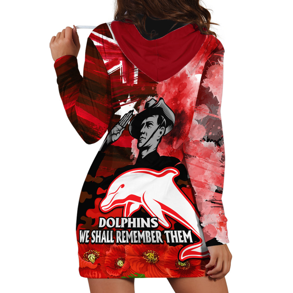 ANZAC Dolphins Rugby Hoodie Dress We Shall Remember - Vibe Hoodie Shop