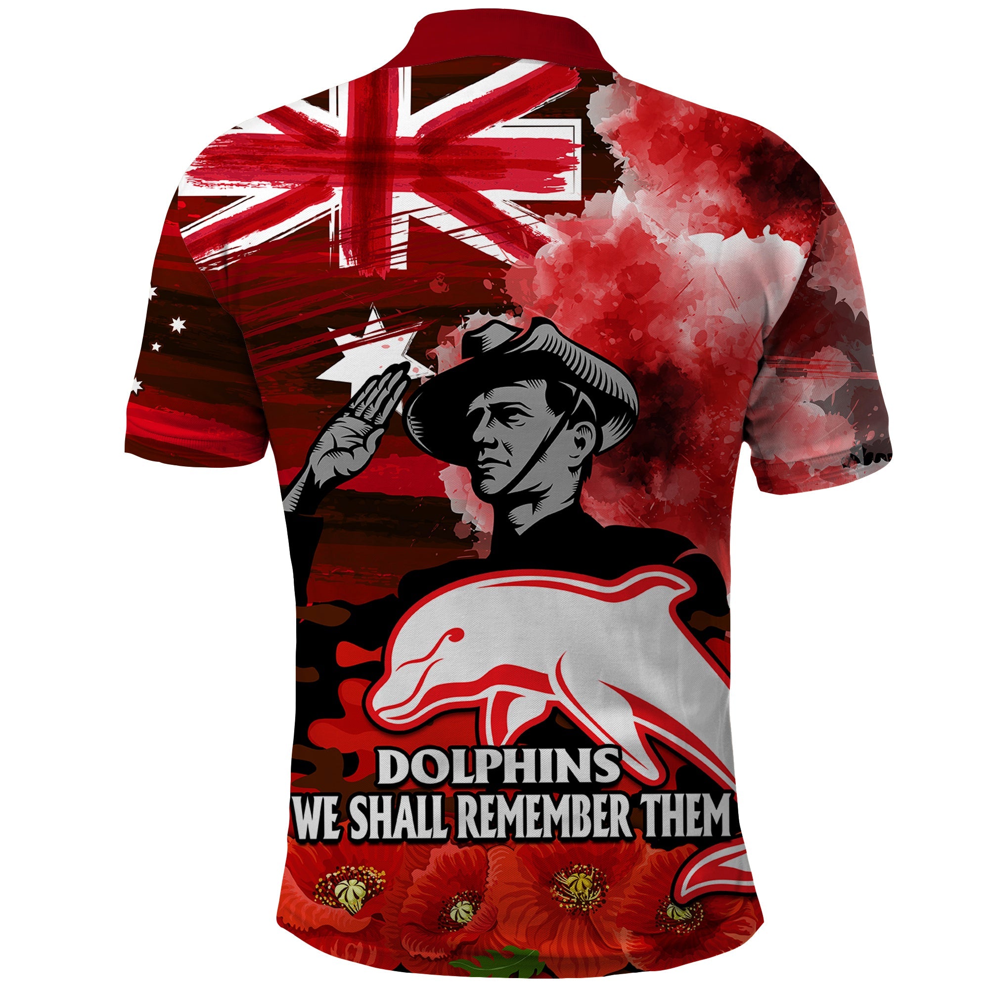 ANZAC Dolphins Rugby Polo Shirt We Shall Remember LT9 - Vibe Hoodie Shop