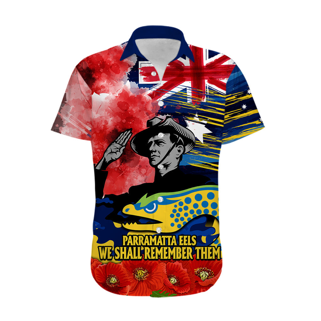 ANZAC Eels Rugby Hawaiian Shirt We Shall Remember - Vibe Hoodie Shop