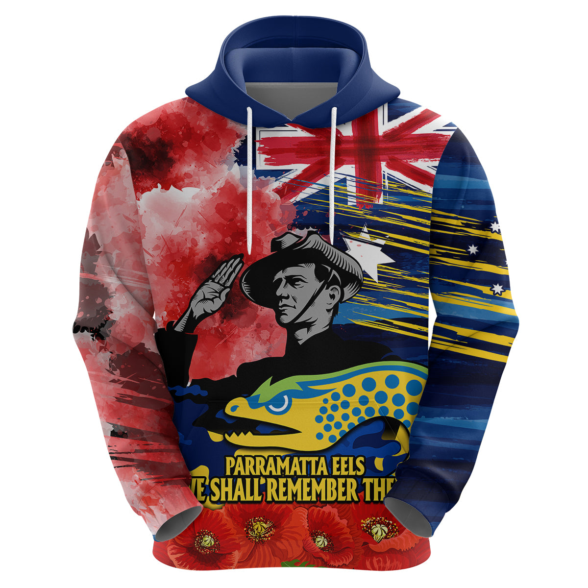 ANZAC Eels Rugby Hoodie We Shall Remember LT9 - Vibe Hoodie Shop