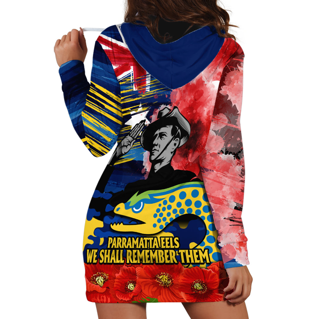 ANZAC Eels Rugby Hoodie Dress We Shall Remember - Vibe Hoodie Shop