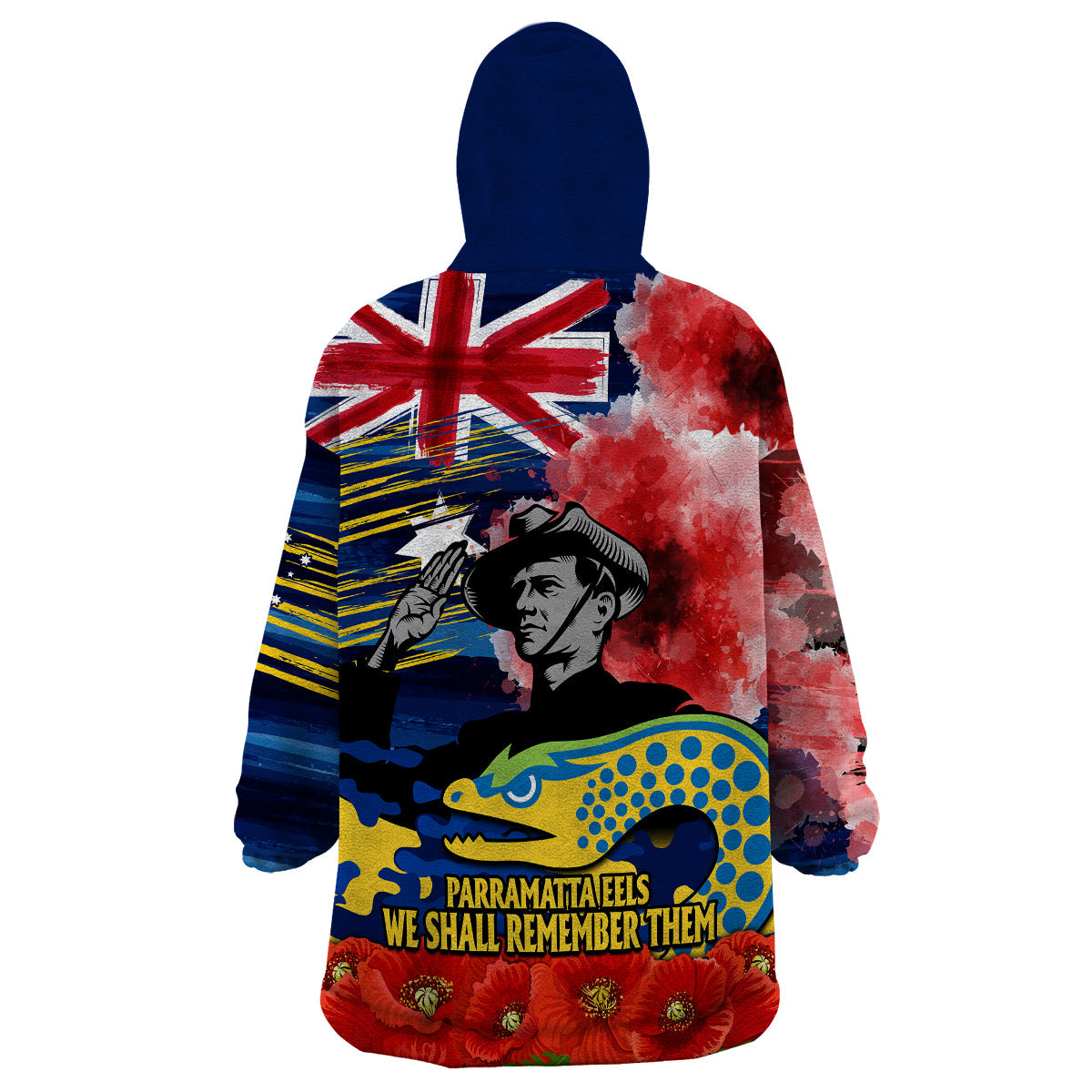 ANZAC Eels Rugby Wearable Blanket Hoodie We Shall Remember - Vibe Hoodie Shop