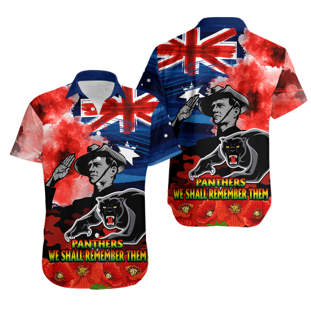 ANZAC Panthers Rugby Hawaiian Shirt We Shall Remember - Vibe Hoodie Shop