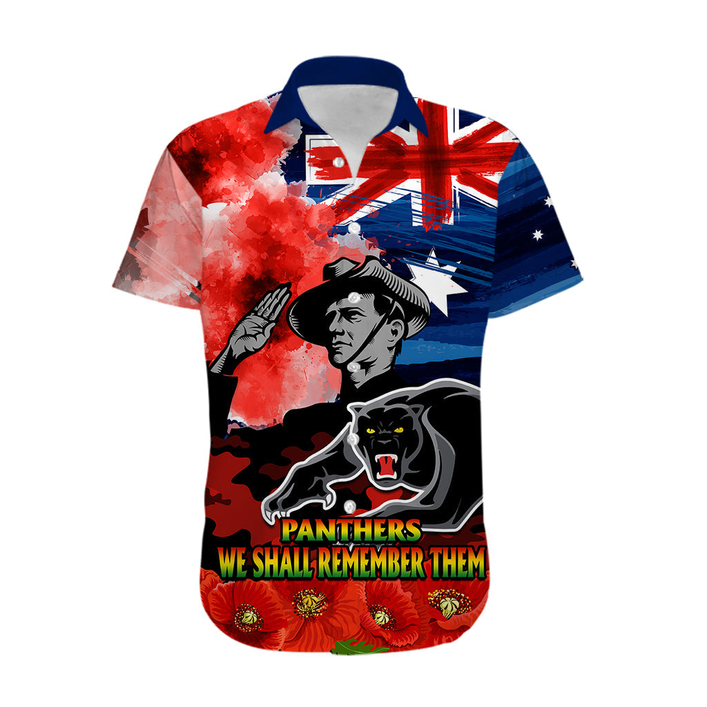 ANZAC Panthers Rugby Hawaiian Shirt We Shall Remember - Vibe Hoodie Shop