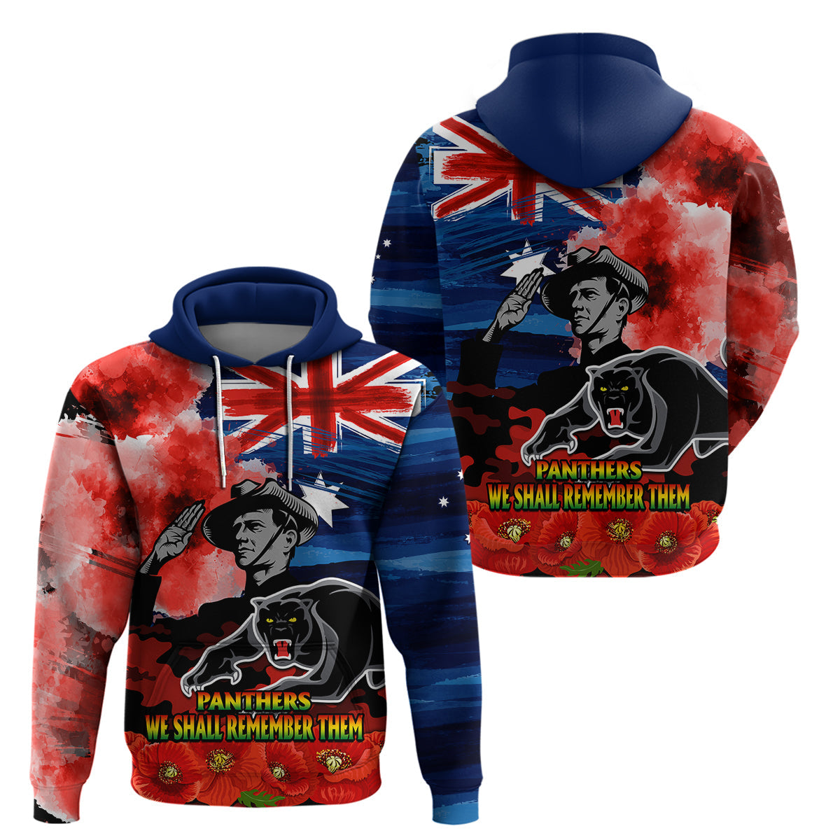 ANZAC Panthers Rugby Hoodie We Shall Remember LT9 - Vibe Hoodie Shop