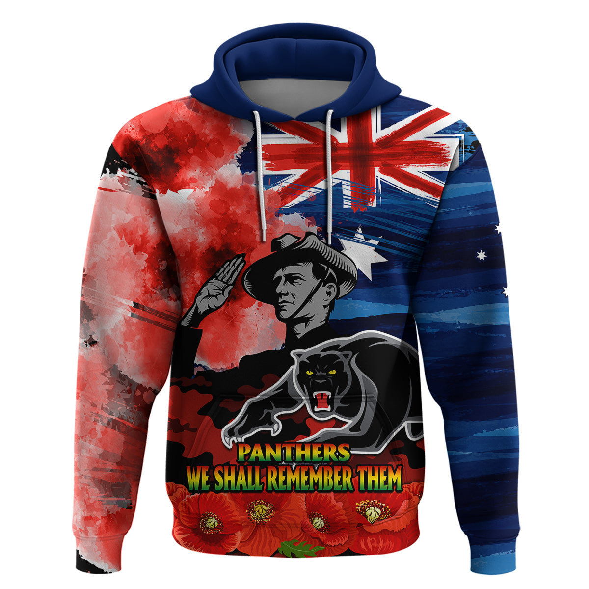 ANZAC Panthers Rugby Hoodie We Shall Remember LT9 - Vibe Hoodie Shop