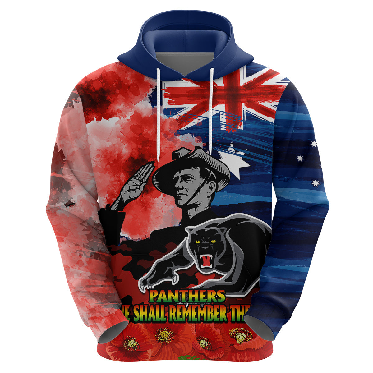 ANZAC Panthers Rugby Hoodie We Shall Remember LT9 - Vibe Hoodie Shop