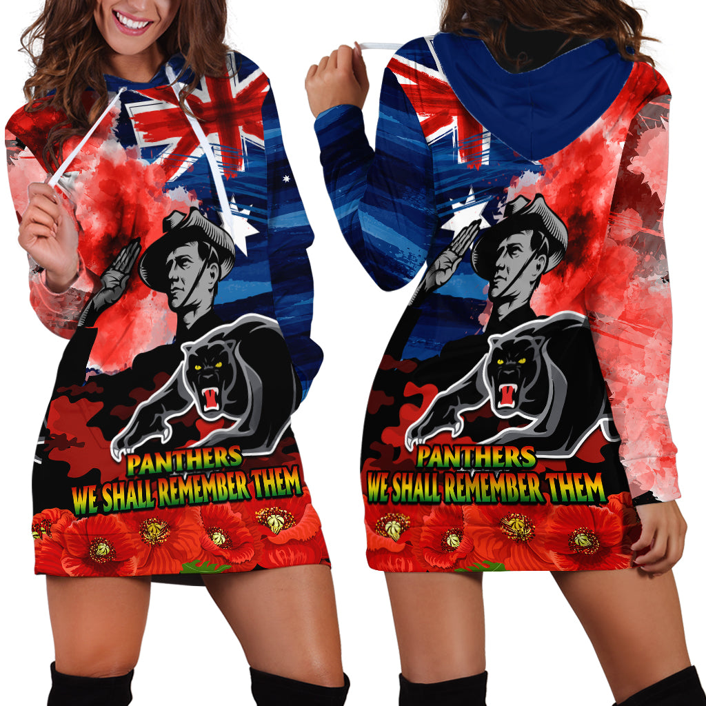 ANZAC Panthers Rugby Hoodie Dress We Shall Remember - Vibe Hoodie Shop