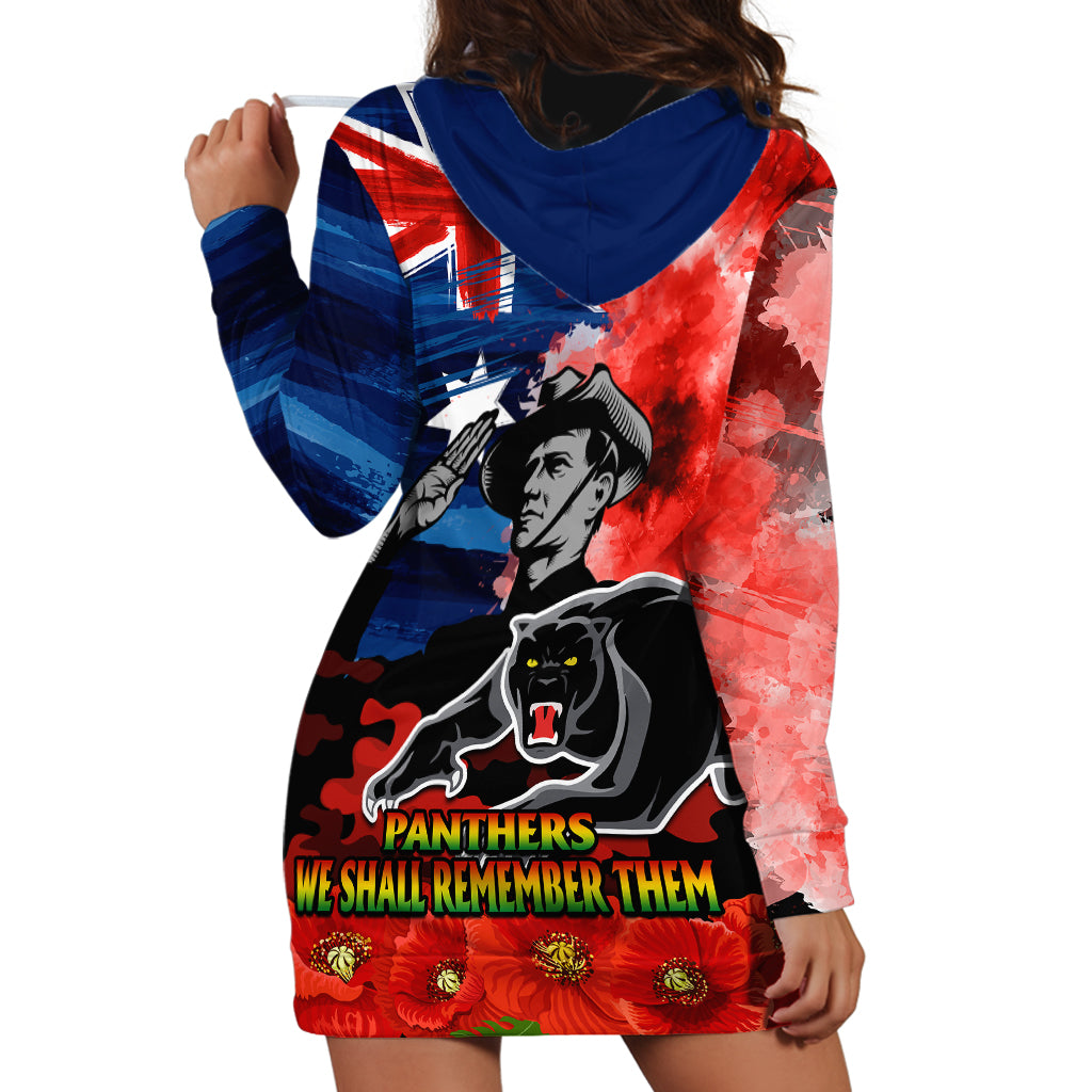 ANZAC Panthers Rugby Hoodie Dress We Shall Remember - Vibe Hoodie Shop