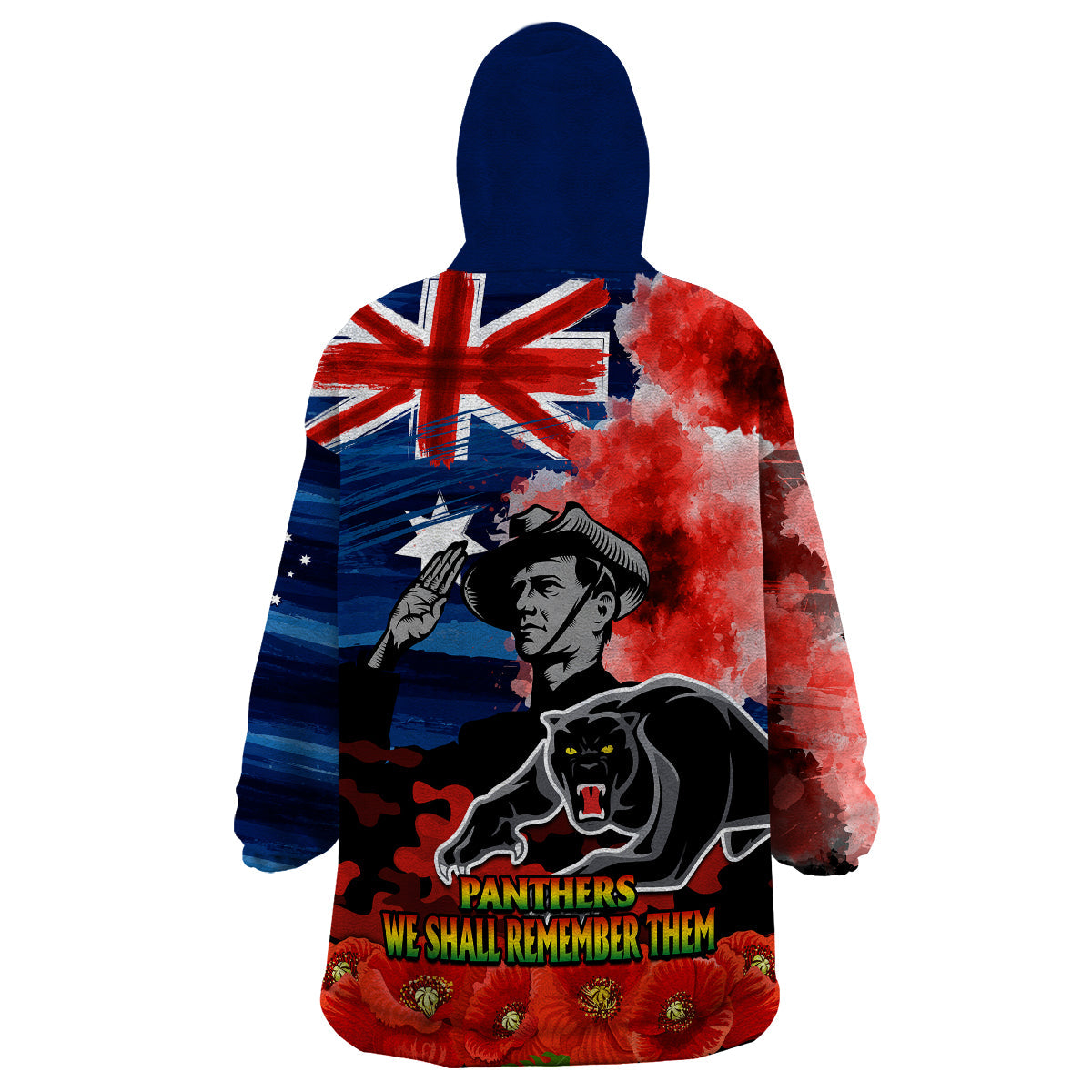 ANZAC Panthers Rugby Wearable Blanket Hoodie We Shall Remember - Vibe Hoodie Shop