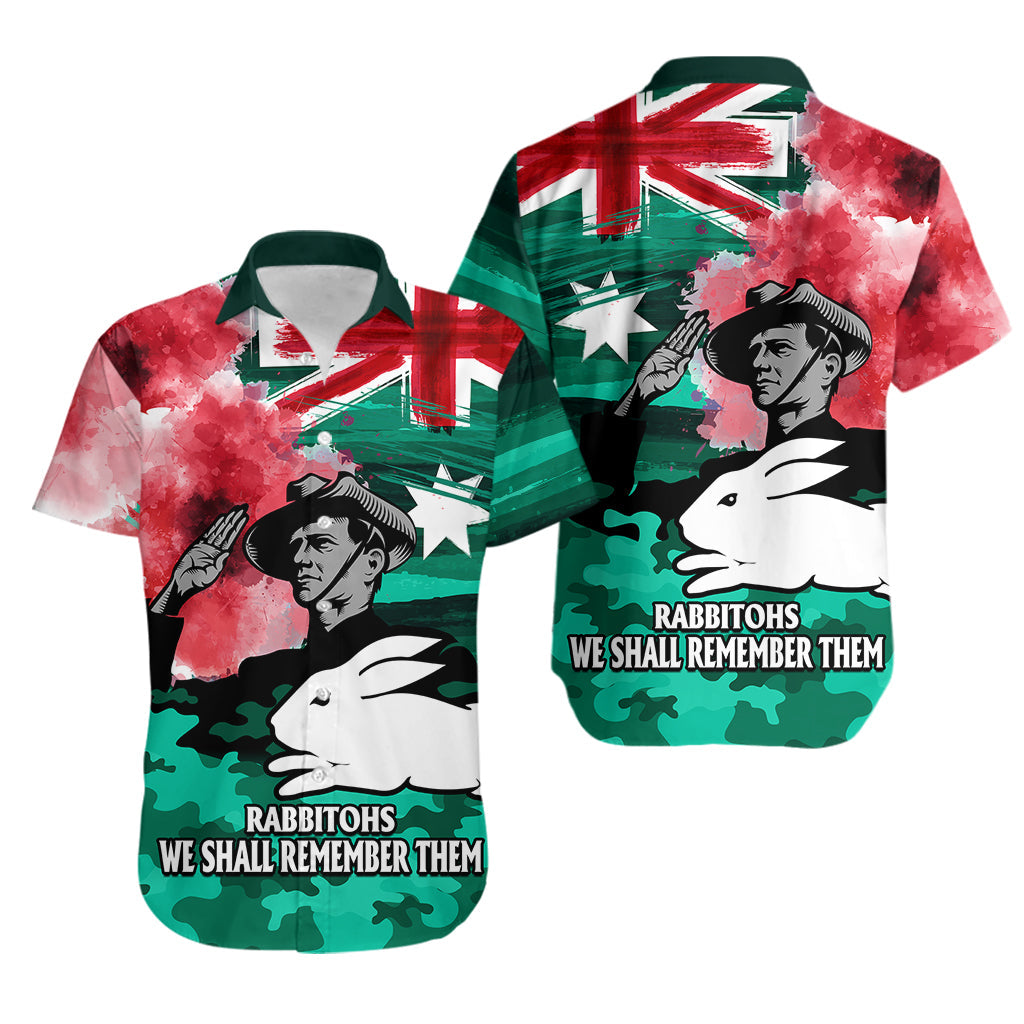 ANZAC Rabbitohs Rugby Hawaiian Shirt We Shall Remember - Vibe Hoodie Shop