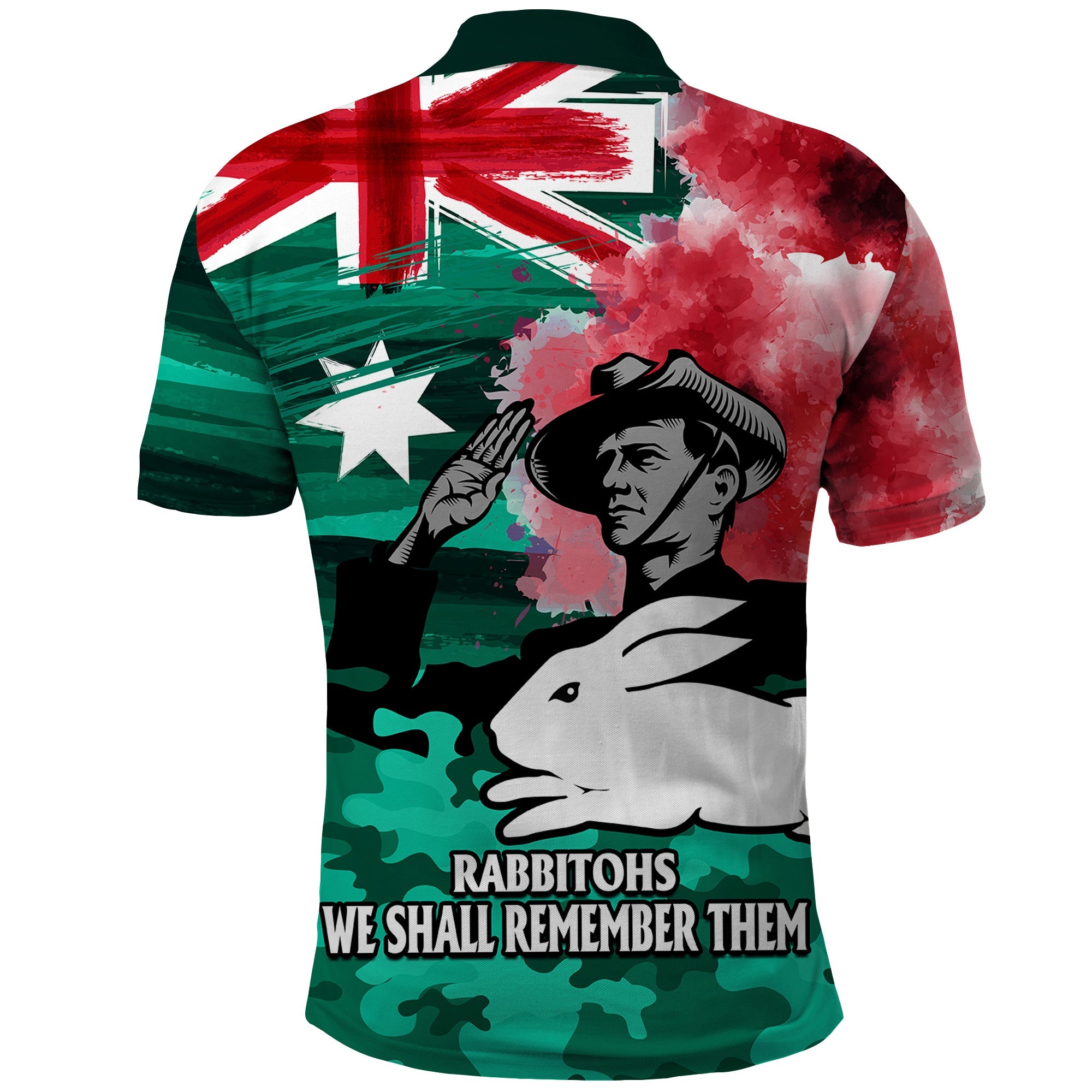 ANZAC Rabbitohs Rugby Polo Shirt We Shall Remember LT9 - Vibe Hoodie Shop