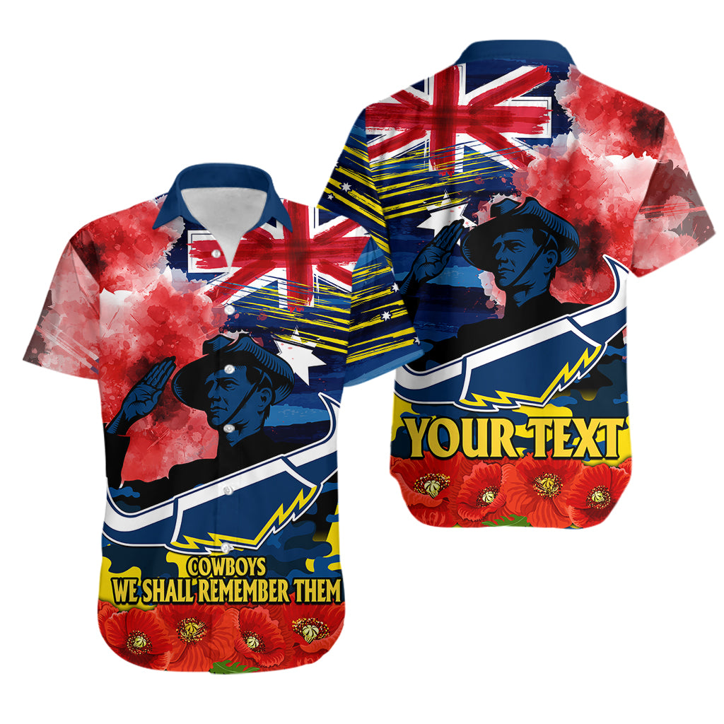 (Custom Personalised) ANZAC Cowboys Rugby Hawaiian Shirt We Shall Remember - Vibe Hoodie Shop
