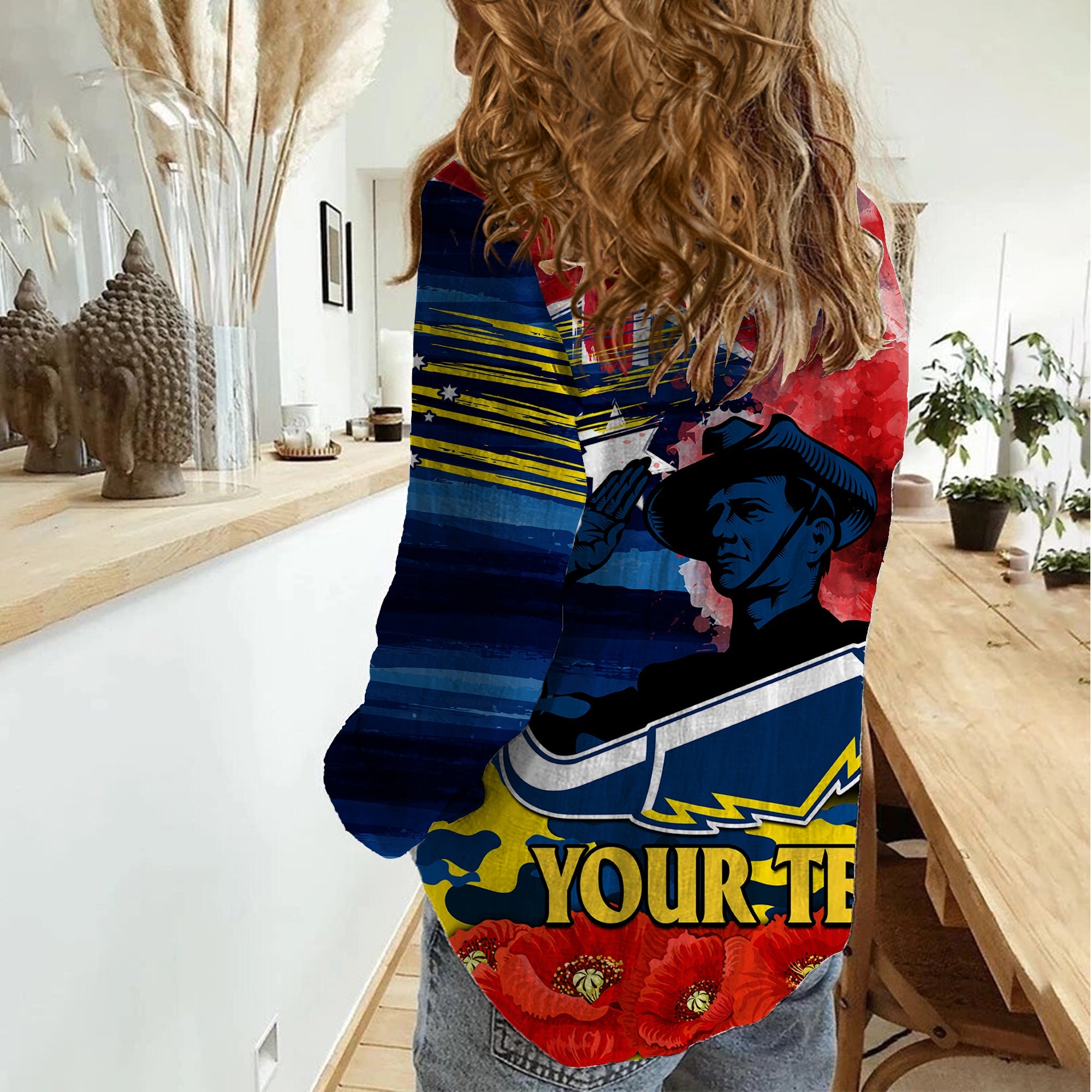 (Custom Personalised) ANZAC Cowboys Rugby Women Casual Shirt We Shall Remember - Vibe Hoodie Shop