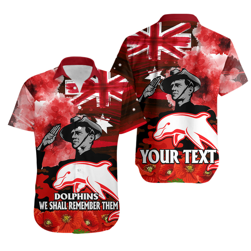 (Custom Personalised) ANZAC Dolphins Rugby Hawaiian Shirt We Shall Remember - Vibe Hoodie Shop
