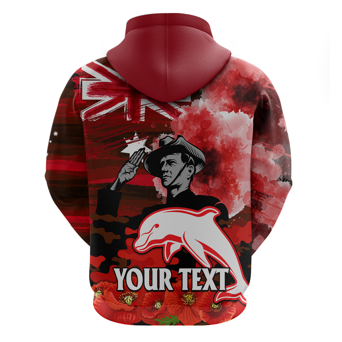 (Custom Personalised) ANZAC Dolphins Rugby Hoodie We Shall Remember LT9 - Vibe Hoodie Shop