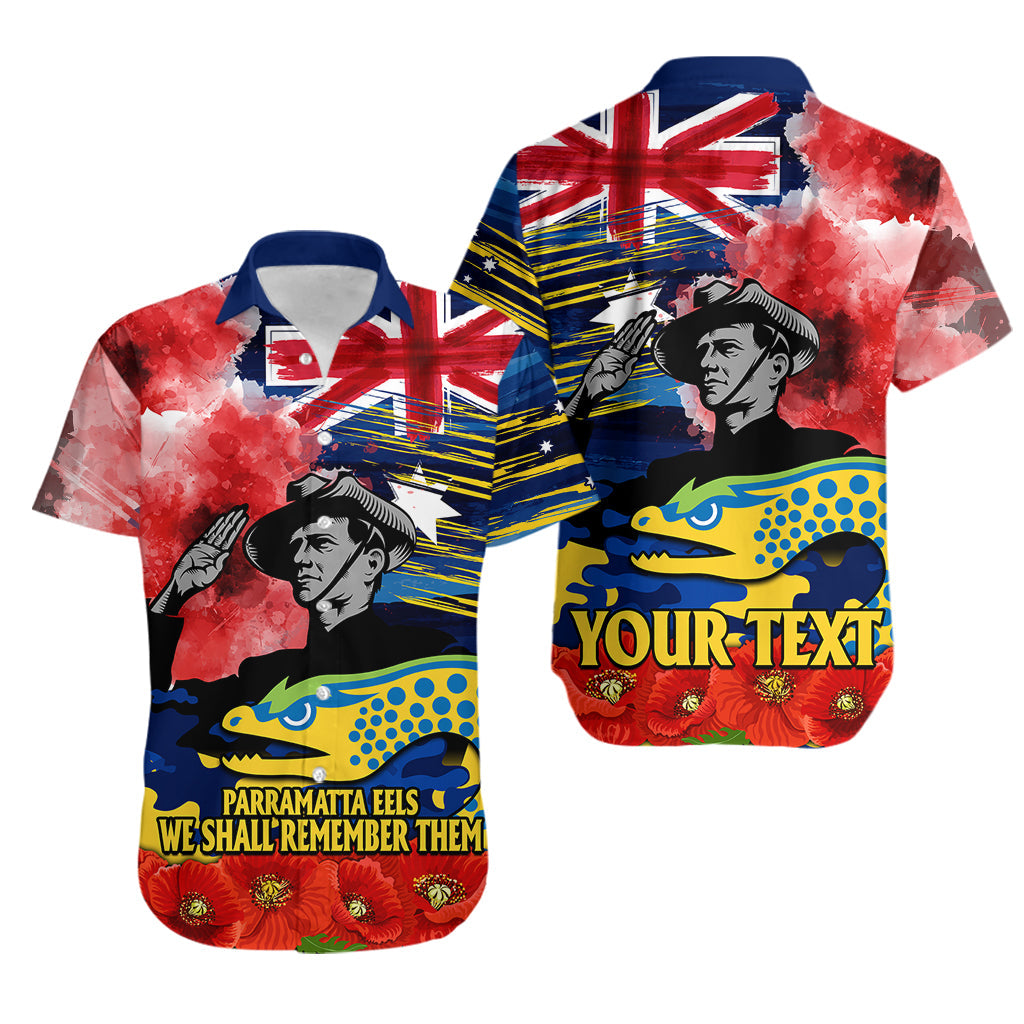 (Custom Personalised) ANZAC Eels Rugby Hawaiian Shirt We Shall Remember - Vibe Hoodie Shop