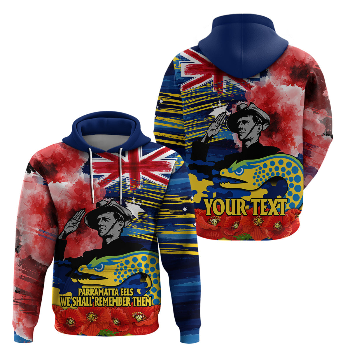 (Custom Personalised) ANZAC Eels Rugby Hoodie We Shall Remember LT9 - Vibe Hoodie Shop