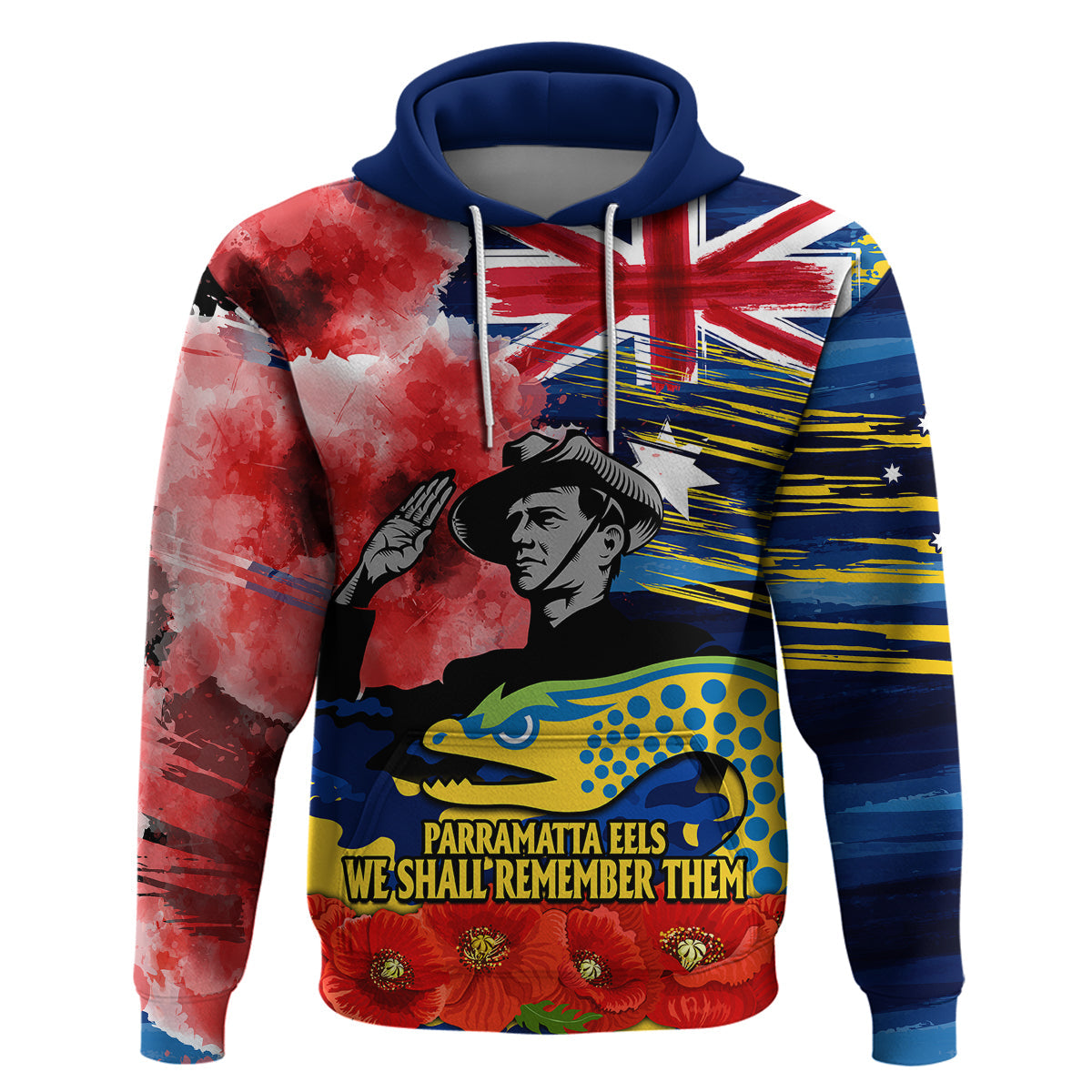 (Custom Personalised) ANZAC Eels Rugby Hoodie We Shall Remember LT9 - Vibe Hoodie Shop