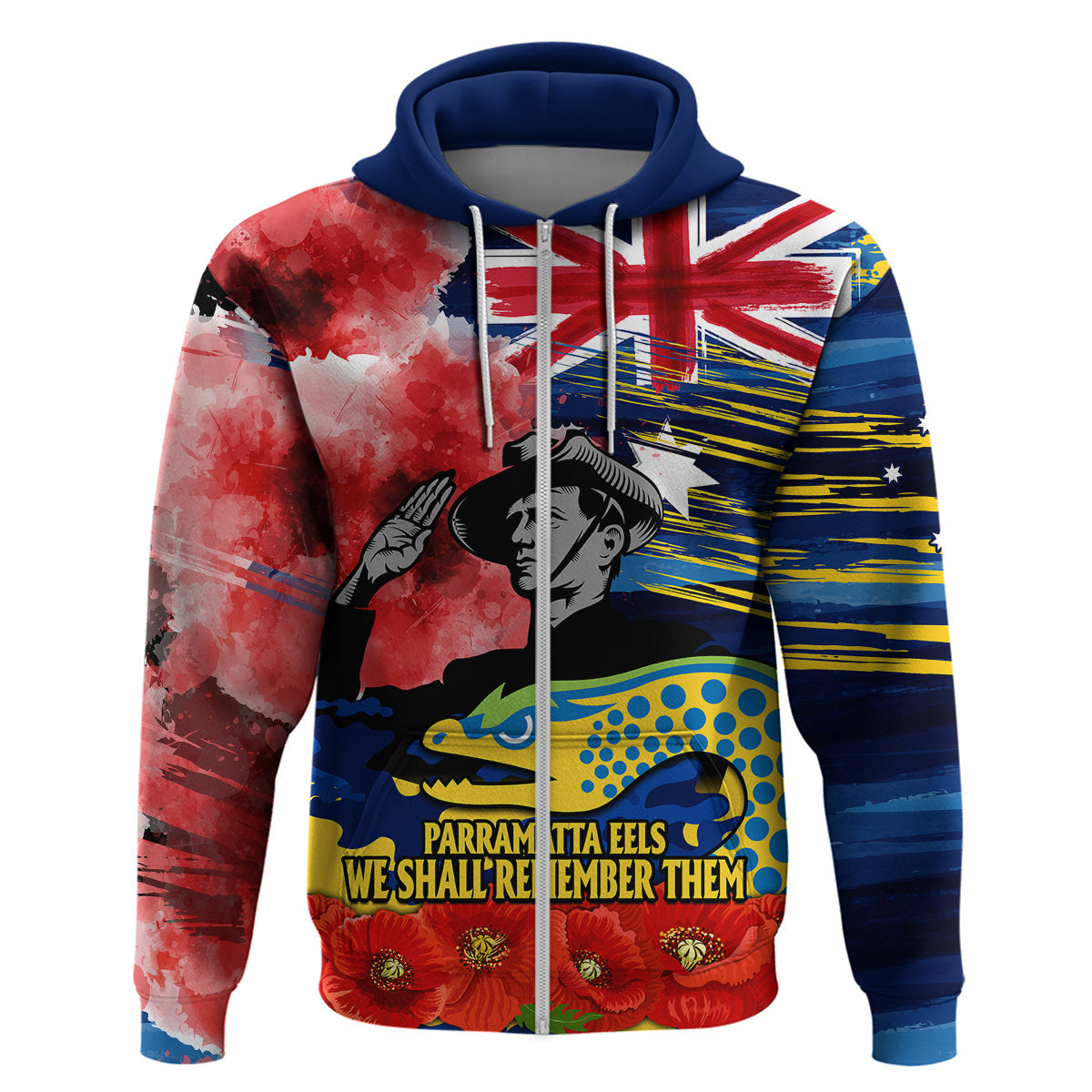 (Custom Personalised) ANZAC Eels Rugby Hoodie We Shall Remember LT9 - Vibe Hoodie Shop