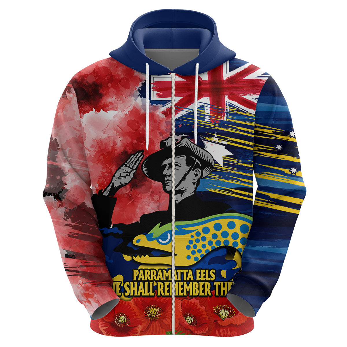 (Custom Personalised) ANZAC Eels Rugby Hoodie We Shall Remember LT9 - Vibe Hoodie Shop