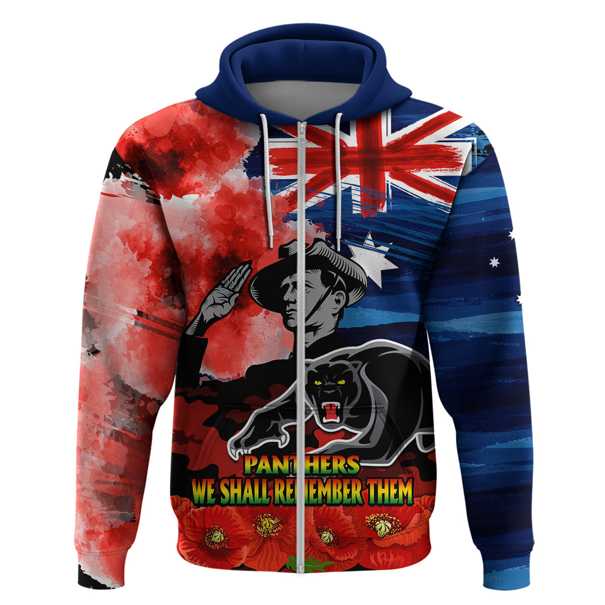 (Custom Personalised) ANZAC Panthers Rugby Hoodie We Shall Remember LT9 - Vibe Hoodie Shop