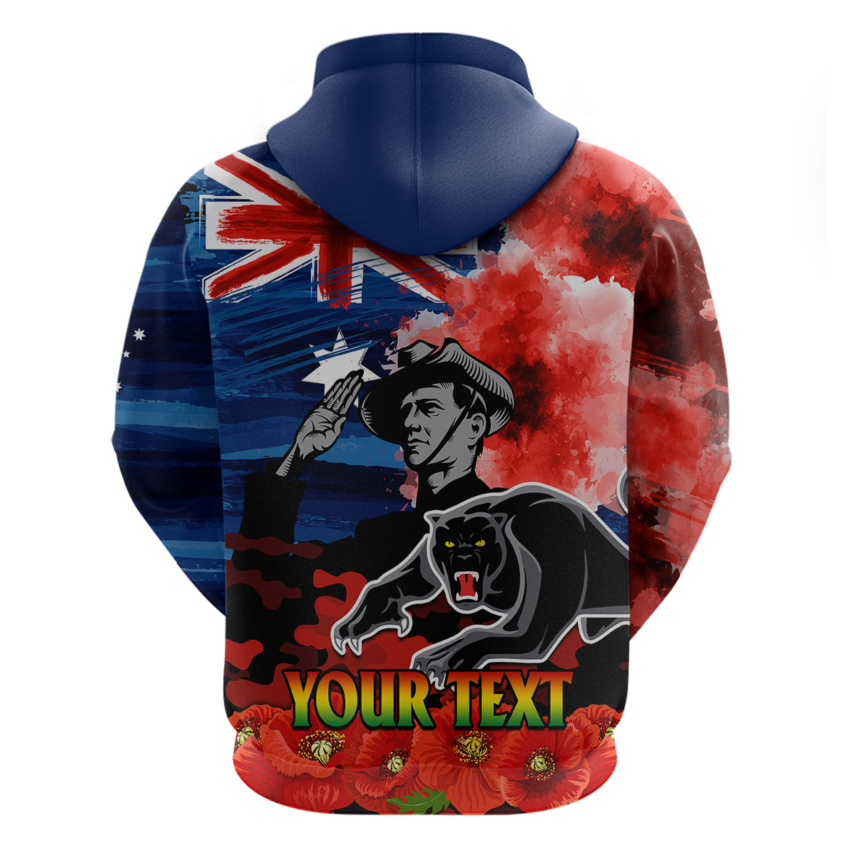 (Custom Personalised) ANZAC Panthers Rugby Hoodie We Shall Remember LT9 - Vibe Hoodie Shop