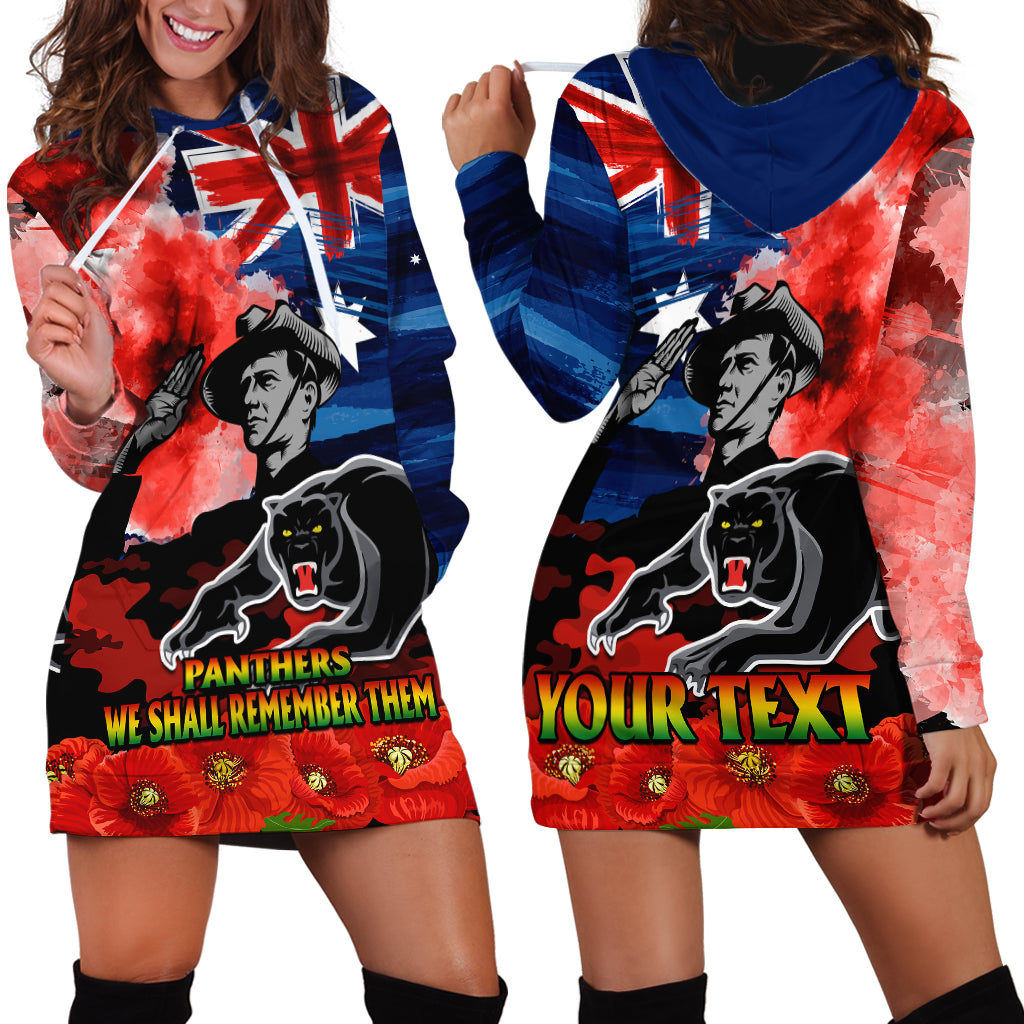 (Custom Personalised) ANZAC Panthers Rugby Hoodie Dress We Shall Remember - Vibe Hoodie Shop