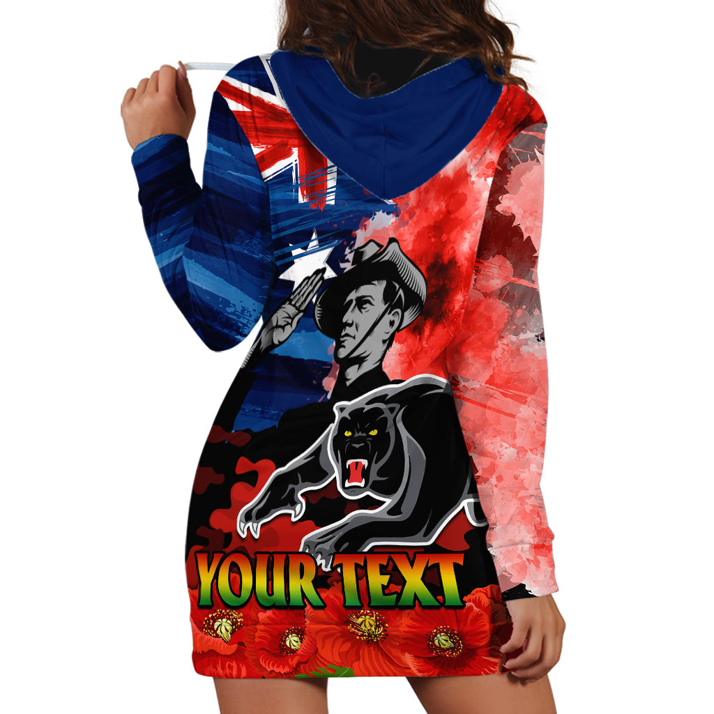 (Custom Personalised) ANZAC Panthers Rugby Hoodie Dress We Shall Remember - Vibe Hoodie Shop