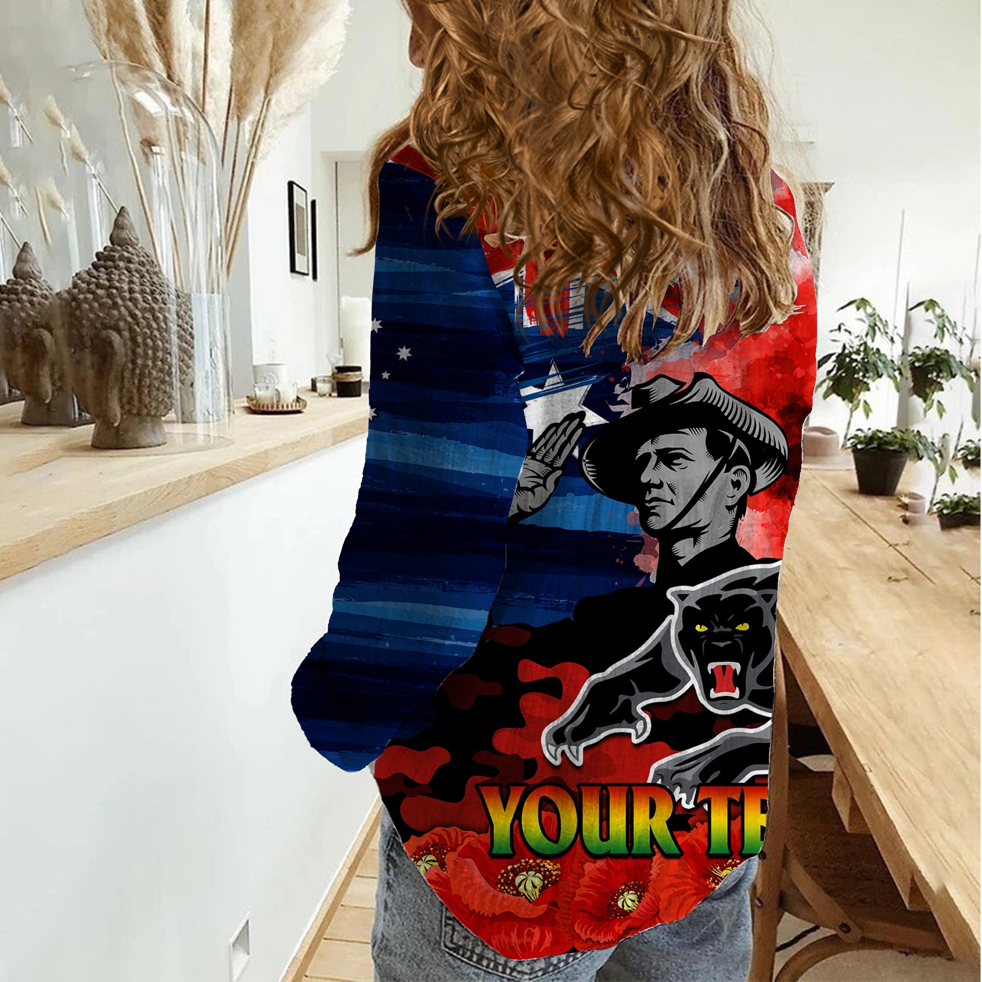 (Custom Personalised) ANZAC Panthers Rugby Women Casual Shirt We Shall Remember - Vibe Hoodie Shop