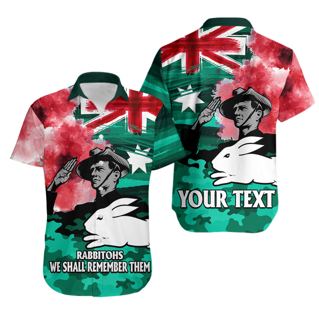 (Custom Personalised) ANZAC Rabbitohs Rugby Hawaiian Shirt We Shall Remember - Vibe Hoodie Shop
