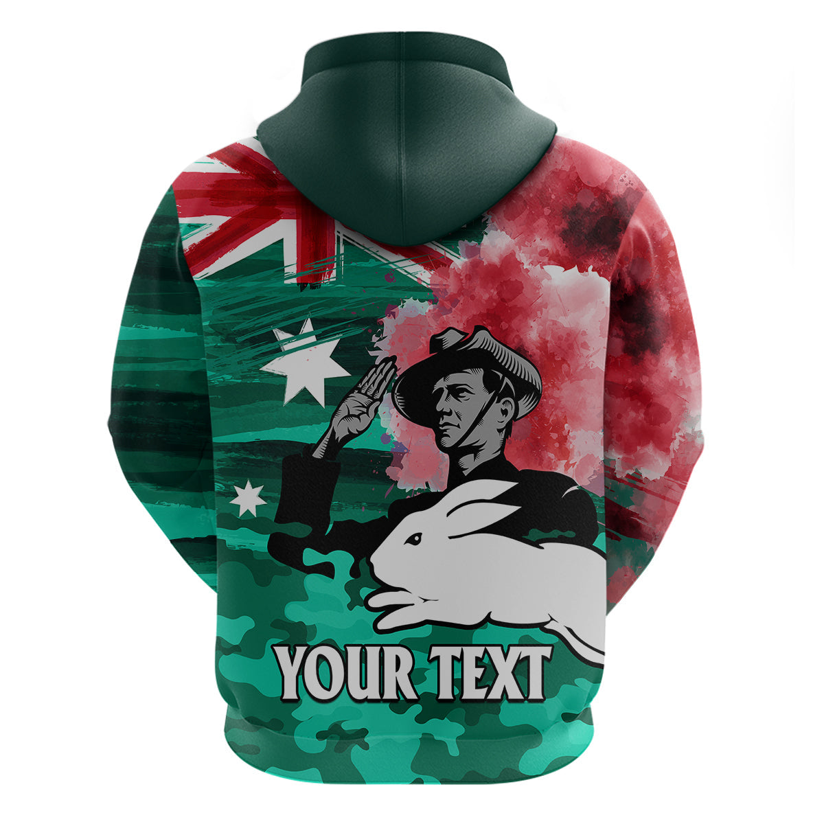 (Custom Personalised) ANZAC Rabbitohs Rugby Hoodie We Shall Remember LT9 - Vibe Hoodie Shop