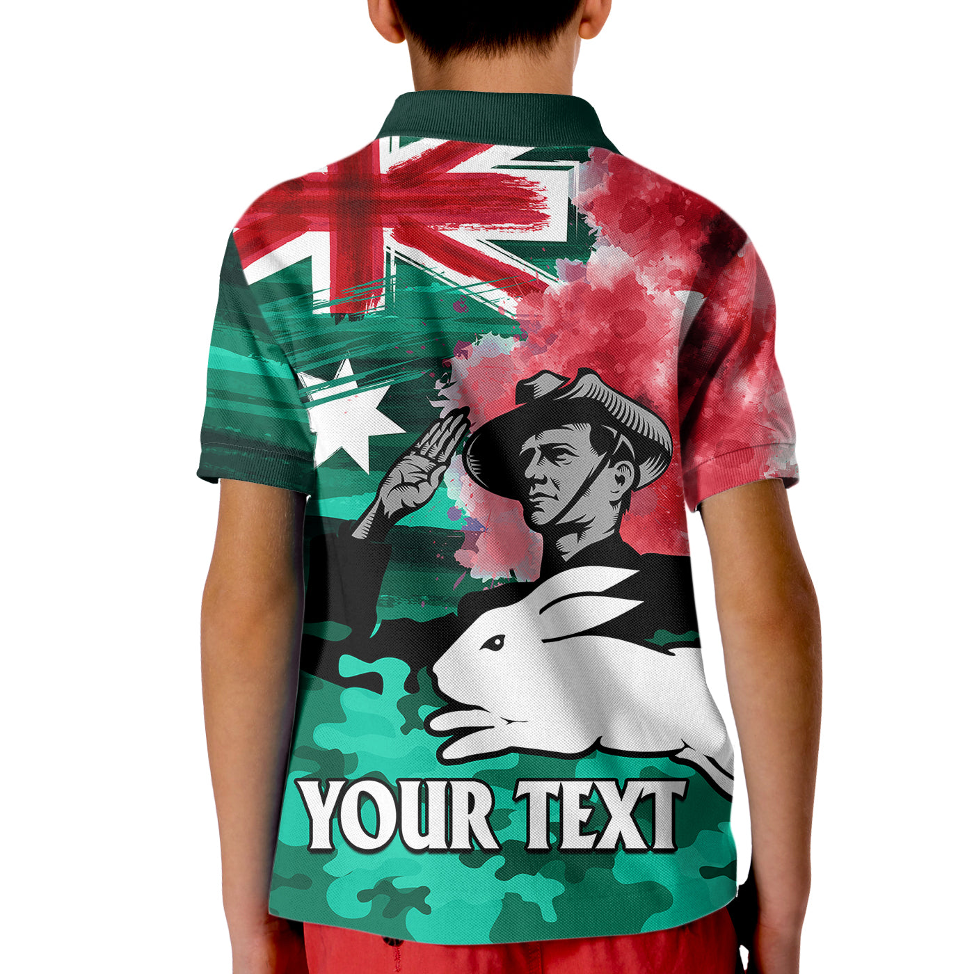 (Custom Personalised) ANZAC Rabbitohs Rugby Kid Polo Shirt We Shall Remember - Vibe Hoodie Shop