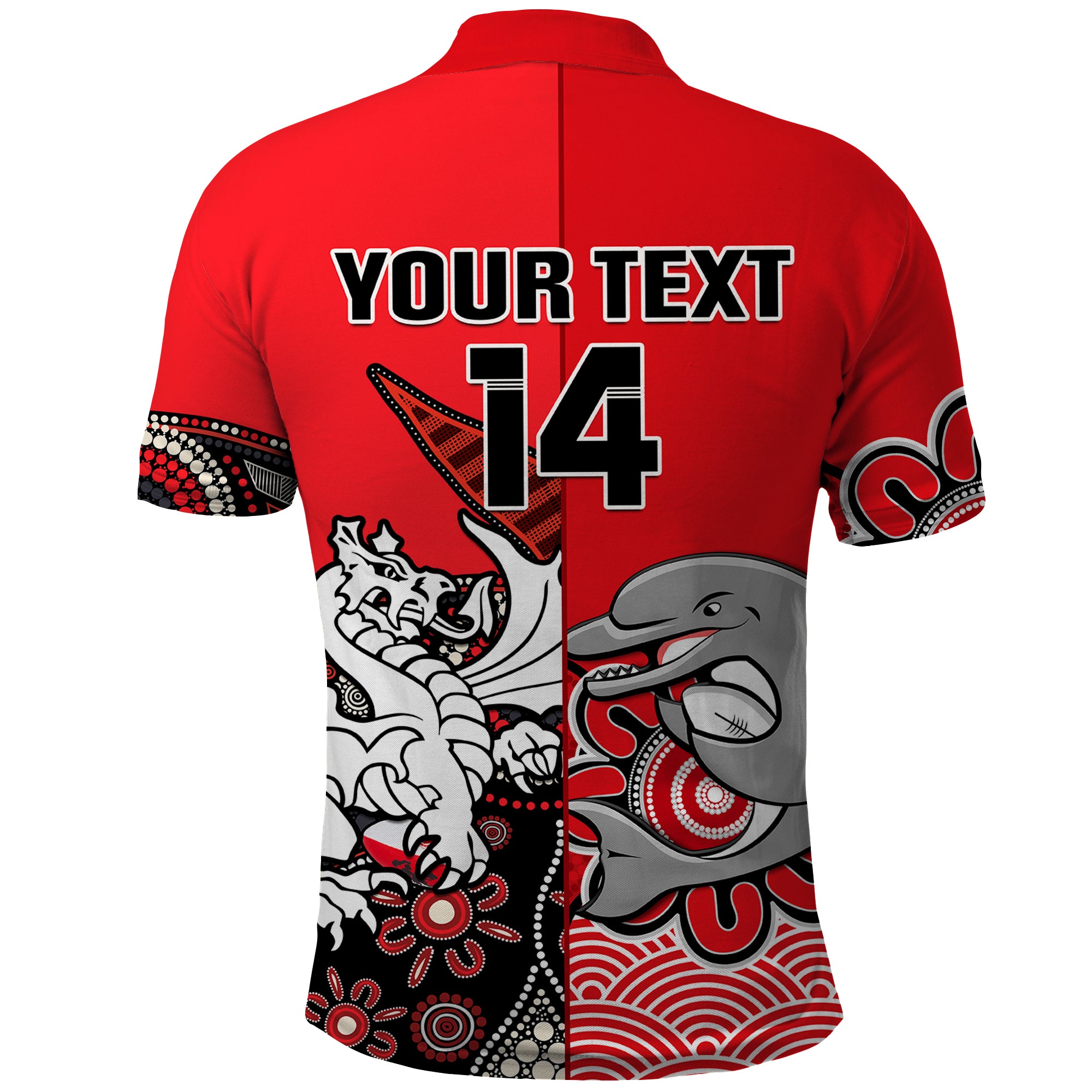 (Custom Text And Number) Dolphins And Dragons Rugby Polo Shirt Together Indigenous - Vibe Hoodie Shop