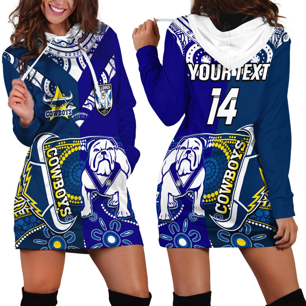 (Custom Text And Number) Bulldogs And Cowboys Rugby Hoodie Dress Together Indigenous - Vibe Hoodie Shop