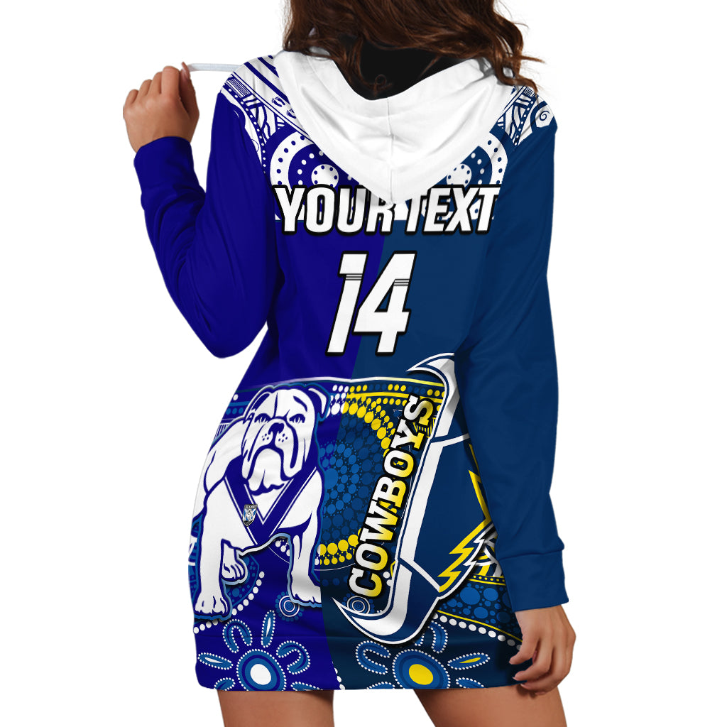 (Custom Text And Number) Bulldogs And Cowboys Rugby Hoodie Dress Together Indigenous - Vibe Hoodie Shop