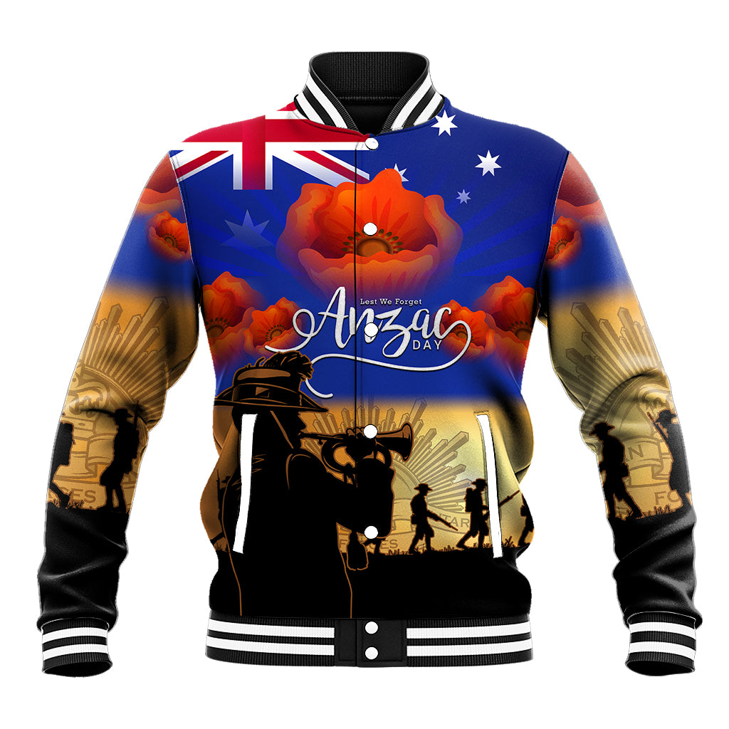 Aussie ANZAC Baseball Jacket Australian Army Poppy Mix Flag - Vibe Hoodie Shop