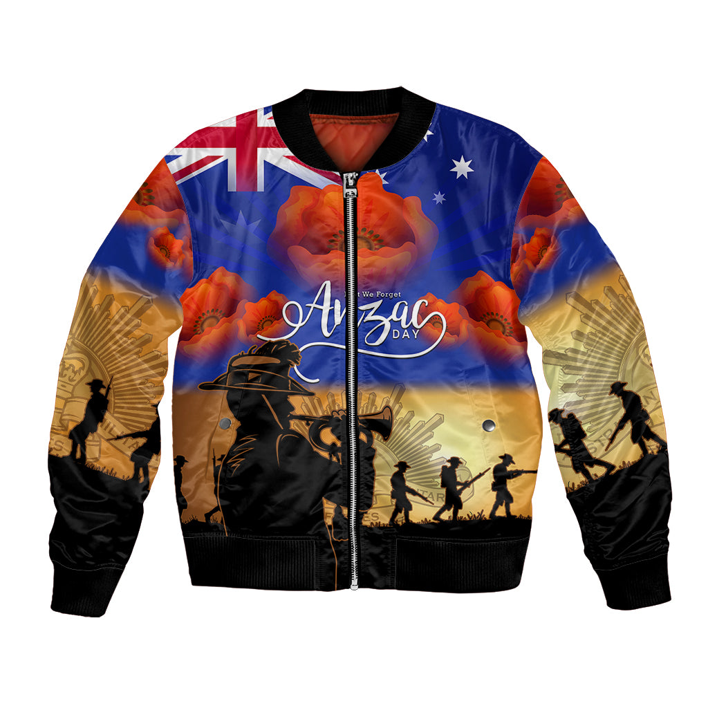 Aussie ANZAC Bomber Jacket Australian Army Poppy Mix Flag - Vibe Hoodie Shop