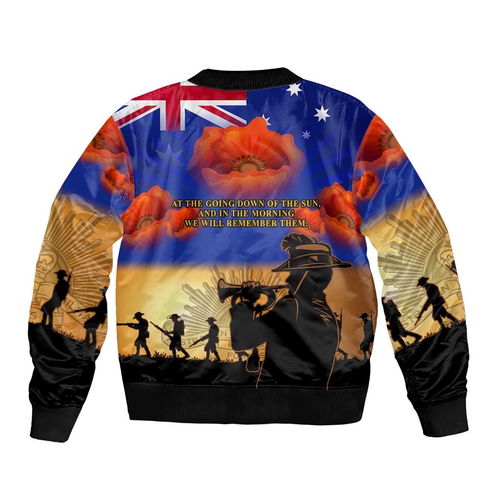 Aussie ANZAC Bomber Jacket Australian Army Poppy Mix Flag - Vibe Hoodie Shop