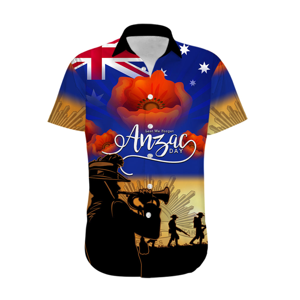 Aussie ANZAC Hawaiian Shirt Australian Army Poppy Mix Flag - Vibe Hoodie Shop