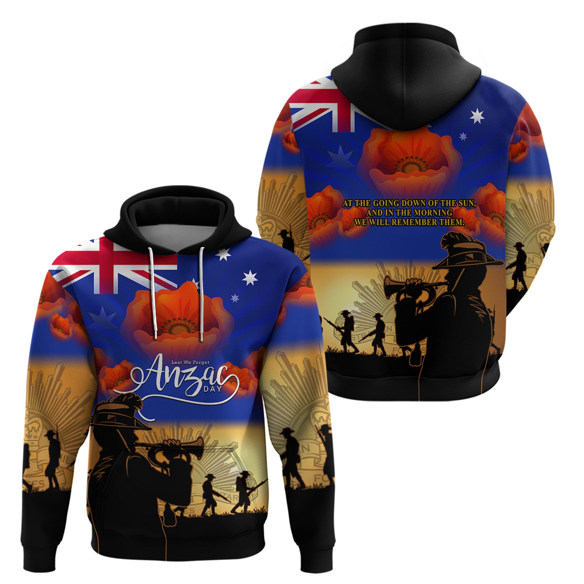 Aussie ANZAC Hoodie Australian Army Poppy Mix Flag - Vibe Hoodie Shop