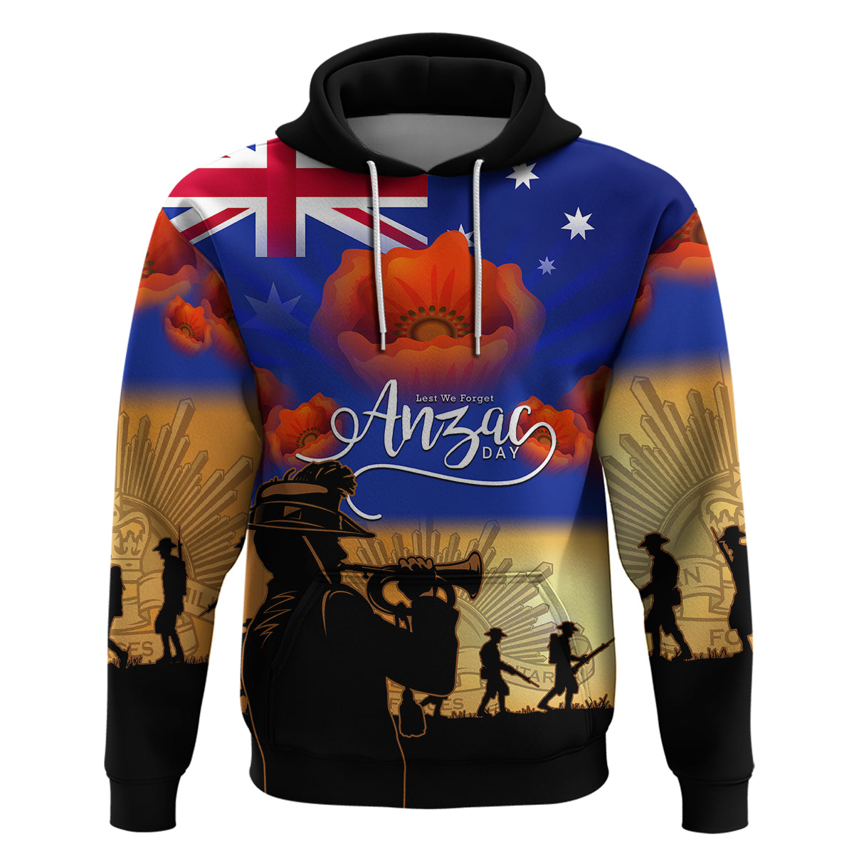 Aussie ANZAC Hoodie Australian Army Poppy Mix Flag - Vibe Hoodie Shop