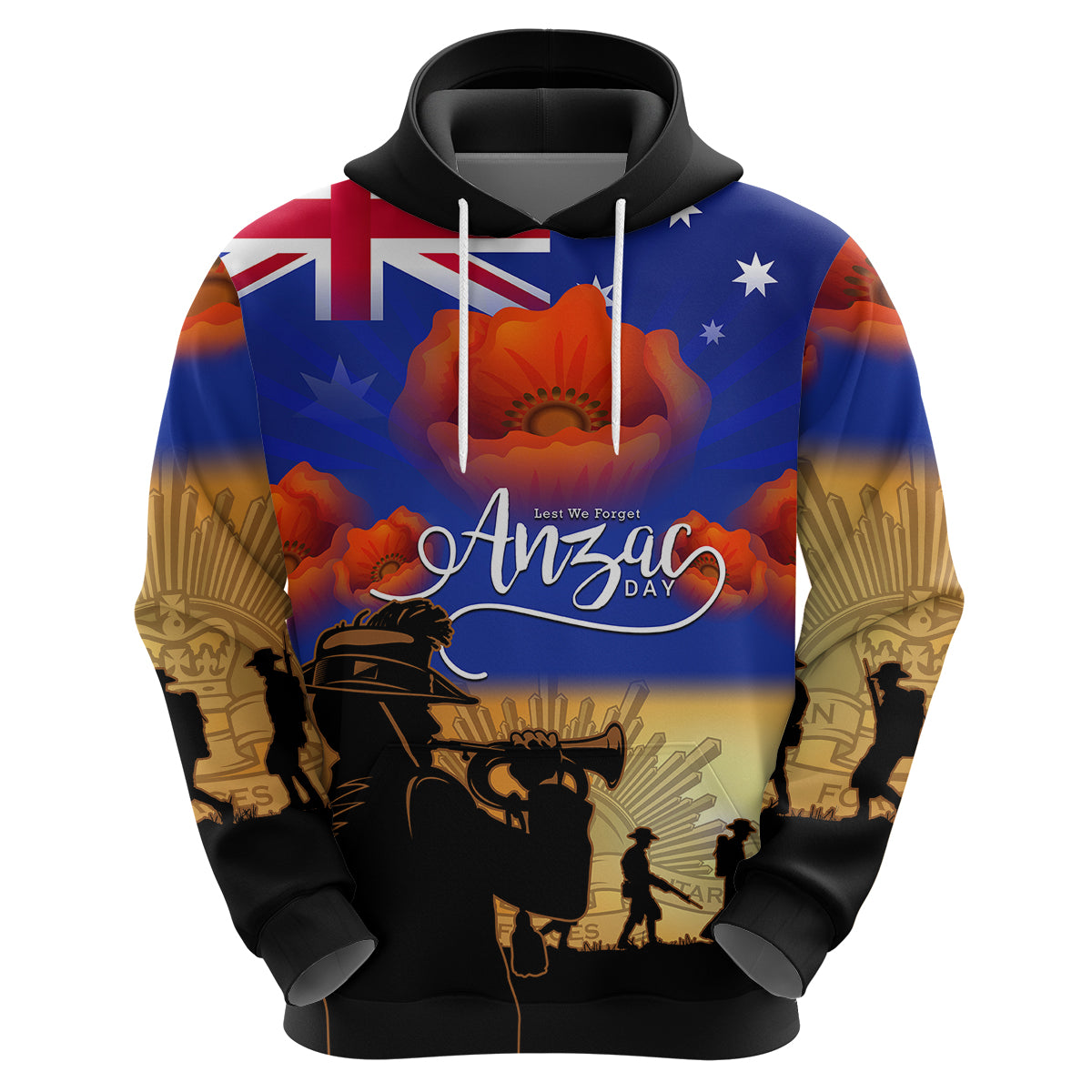 Aussie ANZAC Hoodie Australian Army Poppy Mix Flag - Vibe Hoodie Shop