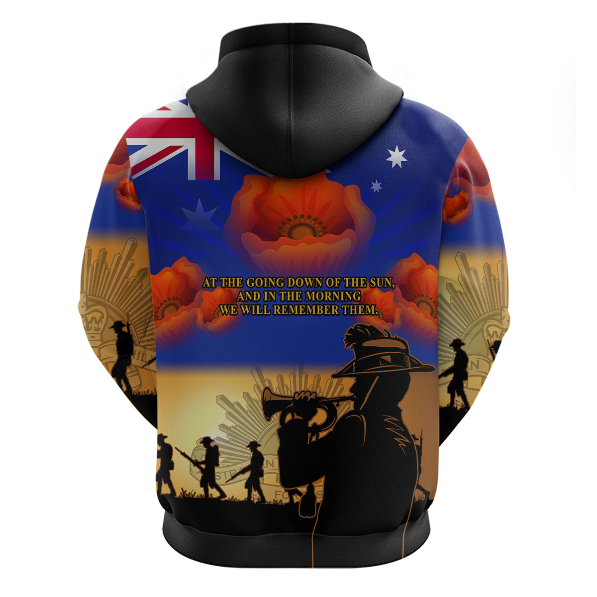 Aussie ANZAC Hoodie Australian Army Poppy Mix Flag - Vibe Hoodie Shop