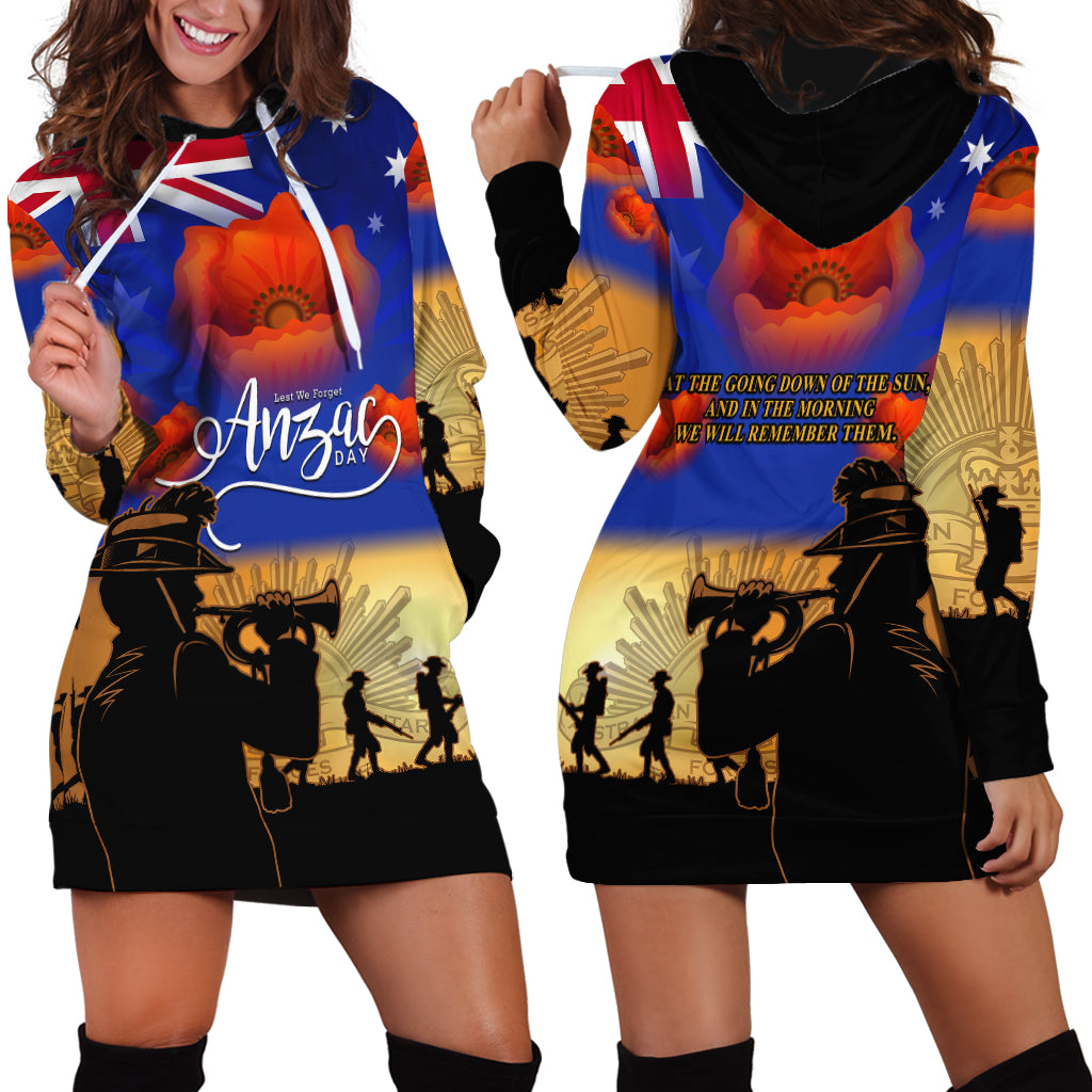 Aussie ANZAC Hoodie Dress Australian Army Poppy Mix Flag - Vibe Hoodie Shop