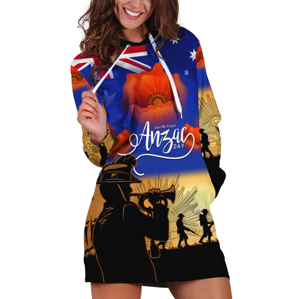 Aussie ANZAC Hoodie Dress Australian Army Poppy Mix Flag - Vibe Hoodie Shop