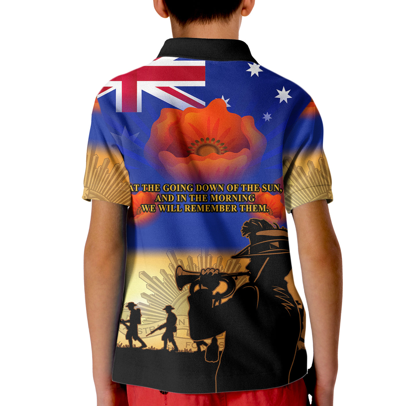 Aussie ANZAC Kid Polo Shirt Australian Army Poppy Mix Flag - Vibe Hoodie Shop